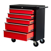 Chariot à outils professionnel rouge à 5 tiroirs, robuste, sur roues, pour réparation automobile, boîte à outils, armoire de rangement