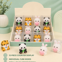 Colección de Juguetes de Animales de Plástico en Caja para Niñas Mayores de 14 Años, Figuras de Panda, Tigre y Conejo, Cajas Individuales Transparentes, 12 Piezas