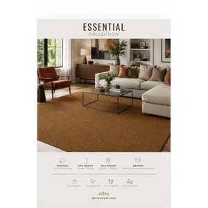 พรมปูพื้นโพลีโพรพิลีนสีทอง Petra Essential 30035 ความหนา 8-15 มม. เหมาะสำหรับสัตว์เลี้ยง ทนทานต่อการใช้งานหนัก สำหรับห้องนั่งเล่น ทางเดิน - Product Image 3