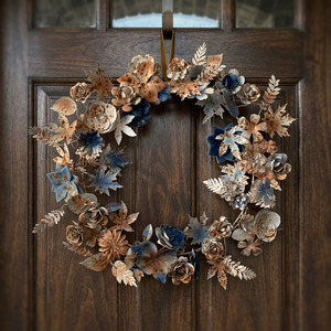 Guirnalda Redonda Decorativa de Metal Hecha a Mano, Flores Vintage, Adorno Navideño para Colgar en la Pared, Paquete Individual - Product Image 5