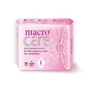 Macrocare ladies custom printed menstrual pads anion sanitary napkins with pocket wrapper