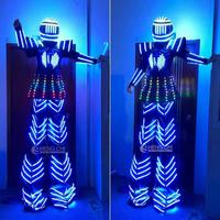 Costume de robot LED lumineux Shengchi pour femme avec casque multicolore pour bar, fête, spectacle sur scène