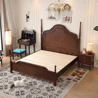 KMJ Vintage Maßgefertigtes Amerikanisches Antik-Stil Klassisches King-Size Schlafzimmer-Set Holzgeschnitzte Villa-Schlafzimmer-Sets