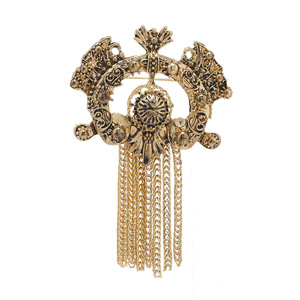 <span class=keywords><strong>Broche</strong></span> vintage française ajourée à pompons avec motifs sculptés métalliques, accessoire <span class=keywords><strong>de</strong></span> manteau <span class=keywords><strong>de</strong></span> style cour. - Product Image 5
