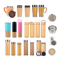 Promosi Desain bebas BPA termos bambu mug baja cangkir kopi perjalanan botol air bambu tumbler kustom