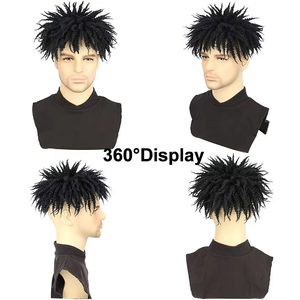 Perruque synthétique avec fil de cheveux noir naturel moelleux Bloc de cheveux de hérisson pour hommes Style africain Extension de cheveux bouclés style clip - Product Image 6