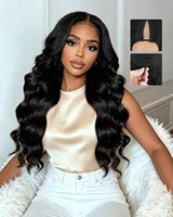 Perruques en cheveux humains V Part, densité 250%, vague corporelle, mise à niveau U Part, perruques en cheveux humains avec cordon de serrage, sans couture, sans colle, clip-in, demi-perruque