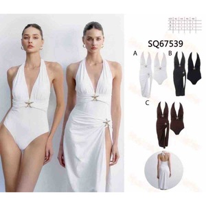 HDJ ชุดว่ายน้ำวันพีซขนาดพลัส คอวีลึก ควบคุมหน้าท้อง สีทึบชุดชายหาดชุดว่ายน้ำโมโนกินี SQ67539 - Product Image 2