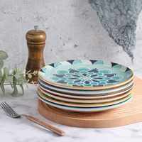 Vente en gros de plats de cuisine colorés de style nordique bohème, vaisselle en porcelaine bohème pour restaurant, ensemble de plats en céramique marocaine