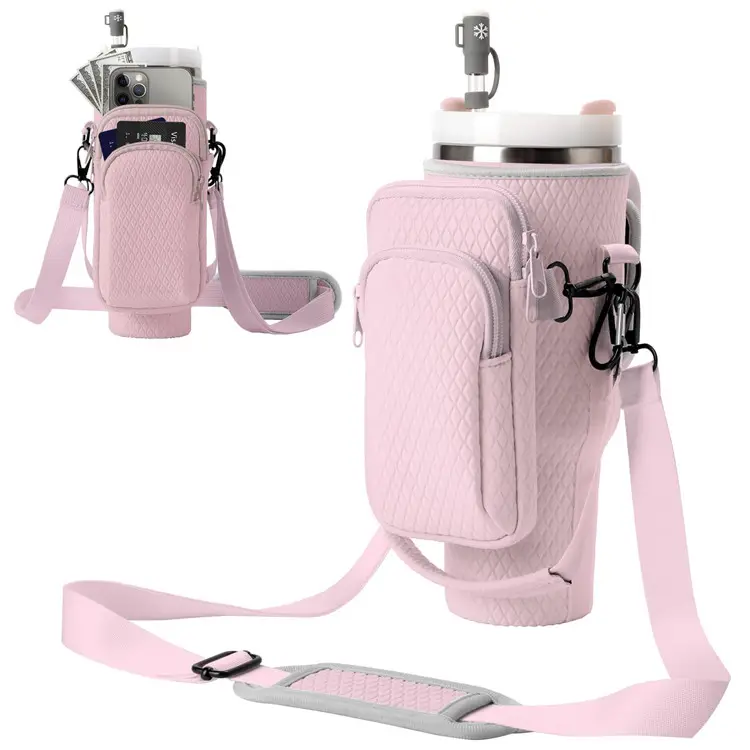 Pochette de téléphone détachable unisexe 3D en néoprène Stanleydrink 40 30 oz Tumbler Bottle Carrier Bag Water Cup Sling Sleeve Holder Pouch