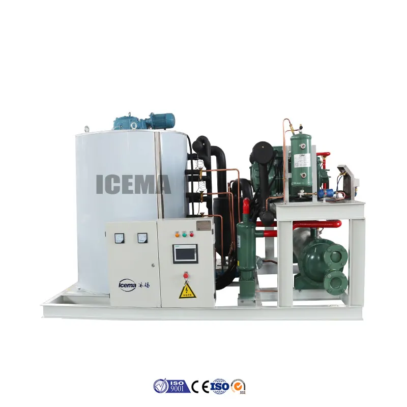 10T Flake Ice Maker Ice Flake Making Machine Evaporator Air /Water Cooling For Food Processing Fish