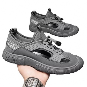 New 2026 High Quality Breathable Casual Leather Slippers Outdoor <b>Sandals</b> Men Hiking Safety <b>Elastic</b> Summer Shoes Water EVA Insole - Product Image 3