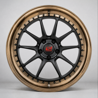 Jante en alliage d'aluminium forgé 2 pièces 10 branches en V brossé bronze noir mat à déport profond pour voiture 18-22 pouces 5x114.3