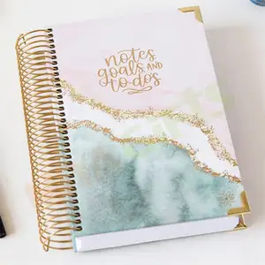 Custom printing spiral bound notebook A4 A5 B5 B6 undated to do list calendar daily weekly yearly schedule single coil planner