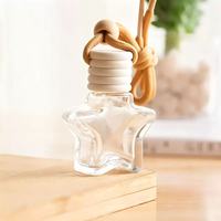 Flacon diffuseur de parfum pour voiture en forme d'étoile de 10 ml, vide et rechargeable, avec bouchon en bois, ornement parfumé pour voiture