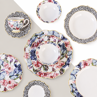 Service de table en porcelaine fine GXKC, motif floral royal de luxe, en céramique, avec décoration sous glaçure