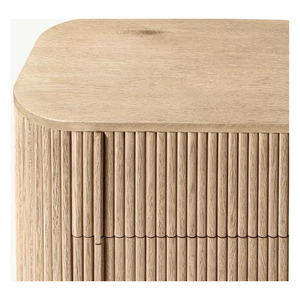 Luxury Fluted Solid Oak Modern Curved Nightstand with 1 or 2 Drawers Bedroom Furniture <b>Bedside</b> <b>Table</b> RH FURNITURE - Product Image 4