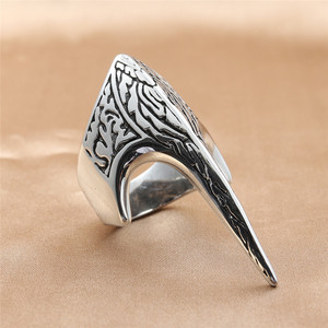 Bague en acier titane style européen et américain, bec d'oiseau, pour homme, punk, rétro, bijoux de mode, argent 24055 - Product Image 1