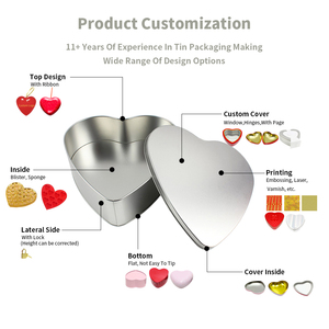 Oem ODM tùy chỉnh tinplate trường hợp lưu trữ container tình yêu hình dạng hộp kim loại rỗng kích thước lớn tin trái tim có thể với bao bì trang trí - Product Image 4