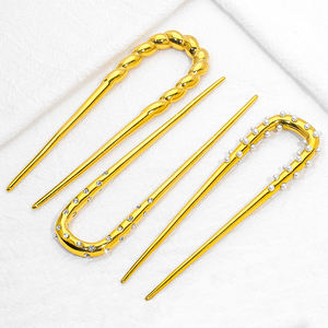न्यायनोवा हस्तनिर्मित 18k सोने के स्टेनलेस स्टील हेयरपिन सुरुचिपूर्ण यू आकार हेयर स्टिक महिलाओं के बाल क्लिप कोरियन शैली के बाल - Product Image 1