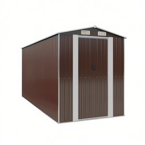 โรงเก็บของในสวนเหล็กชุบสังกะสีสีน้ำตาลเข้ม ขนาด 75.6x173.2x87.8 นิ้ว สำหรับจัดเก็บ - Product Image 1