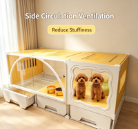 Grande cage d'intérieur de luxe moderne en fer de style villa pour animaux de compagnie avec fenêtre transparente pour lapins et chiens, toutes saisons