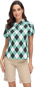 Camisa polo feminina, camisa polo de manga curta estampada - Product Image 2