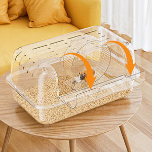 Gabbia per criceti di lusso trasparente dorata, spazio extra-large, in plastica, stile moderno, ventilata, facile da pulire, forniture per animali domestici da interno - Product Image 3