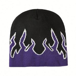 Flame Knitted <b>Hat</b> Male Hip Hop Street Pullover <b>Hat</b> Outdoor Warm Jacquard Cold <b>Hat</b> - Product Image 3