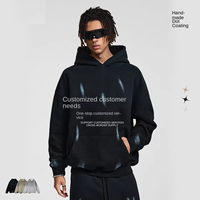 Sweat à capuche ample en coton peint à la main pour homme, nouvelle collection automne-hiver, style streetwear, marque de créateur, 380g, poids lourd