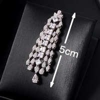 Boucles d'oreilles pendantes longues à pampilles pour mariée, en laiton, avec zircon cubique, plaqué or rhodié, couleur rubis, rose, jaune, champagne, pour mariage et soirée