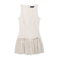 Robe courte sans manches à col rond et nœud papillon, style streetwear, nouvelle collection printemps-été, coupe trapèze, tendance