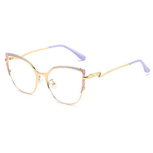 <span class=keywords><strong>2025</strong></span> 디자이너 디자인 고품질 여성용 광학 안경 단색 핑크 고양이 눈 금속 안경 온라인 사용자 정의 스타일 - Product Image 6