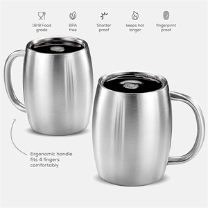 Taza de cerveza con tapa promocional, taza de café de vientre grande con aislamiento de doble pared y mango curvo <span class=keywords><strong>para</strong></span> uso en oficina - Product Image 3