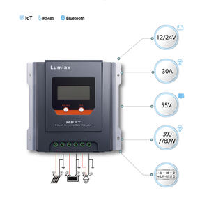 Lumiax 10A 20A 30A 40A 12V 24V 48V RV yate OEM ODM baterías para paneles solares Controlador Solar controlador de carga MPPT - Product Image 4