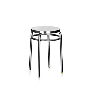 Taburete Redondo de Acero Inoxidable, 40 cm de Altura, Diseño Industrial Resistente, Silla de Bar para Cocina - Product Image 2