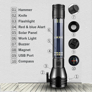 Năng Lượng Mặt Trời Powered LED An Toàn Xe Hơi Búa Dây An Toàn Cắt Đèn Pin Đa-Chức Năng Năng Lượng Mặt Trời Thoát Cứu Hộ Đèn Pin Với Búa - Product Image 6