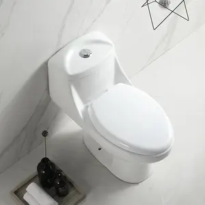 WC en céramique monobloc blanc économique avec réservoir court, sanitaire de salle de bain - Product Image 2