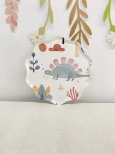Assiettes en papier jetables DAMAI sur le thème des animaux, assiettes en papier à bords ondulés sur le thème des dinosaures - Product Image 2