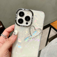 IPhone 15 Pro Max Housse de protection 13 & XR Stereo Pearl Heart Grip Galvanoplastie Case Special Craft Mobile Phone Case