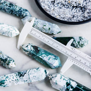 YINGLAI - Cristal Natural de Ágata Musgosa Roja de Doble Punta, Cristales Curativos para Feng Shui, Objetos de Colección Artísticos - Product Image 5