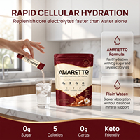 Poudre d'hydratation électrolytique OLLI Amaretto, 0 sucre, 5 calories, 0 glucides, 0 alcool ajouté, 30 sachets individuels de 150g