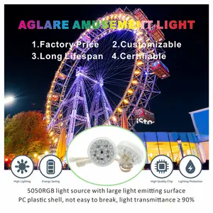 Amusement Aglare Programmable DMX 60mm LED Cabochon Light Carousel Point Lights Amusement Fairground Decorative Lighting