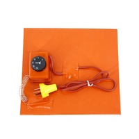 Plaque chauffante en silicone flexible et pliable 200x200mm 220V 180W avec thermostat à molette pour impression 3D sur surface incurvée et transfert thermique sur cylindre