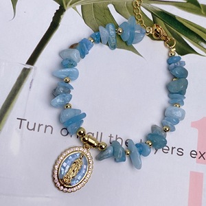 Bracelet plaqué or 18 carats Vierge <span class=keywords><strong>Marie</strong></span>, délicat, <span class=keywords><strong>avec</strong></span> perles <span class=keywords><strong>de</strong></span> cristal <span class=keywords><strong>de</strong></span> guérison pavées <span class=keywords><strong>de</strong></span> zirconiums cubiques, bijoux religieux spirituels - Product Image 3