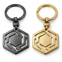 Porte-clés en métal avec logo géométrique hexagonal personnalisé, logo personnalisé, cadeau promotionnel en gros, fabricant OEM, porte-clés de qualité supérieure en vrac