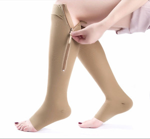 Bán Buôn Đầu Gối Cao Nén Stocking Zip <span class=keywords><strong>Up</strong></span> Vớ Nén Hở Ngón Chân Hỗ Trợ Vớ - Product Image 5