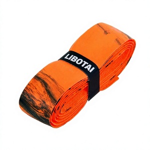 Cinta de Agarre para Raqueta LIBOTAI PU, Banda Adhesiva para Bádminton y Tenis, Naranja y Negro Marmoleado - Product Image 1