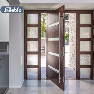 Puerta Pivotante de Entrada de Madera Maciza de Teca Personalizada Smile <span class=keywords><strong>Bro</strong></span>, Puertas de Seguridad de Alta Calidad para Entrada Principal, Puerta Exterior de Madera para Casa - Product Image 3