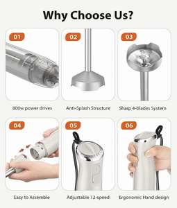 산업 침수 스무디 주스 믹서기 주방 용품 5 in 1 304 크로스 블레이드 휴대용 핸드 스틱 믹서기 1000w - Product Image 2